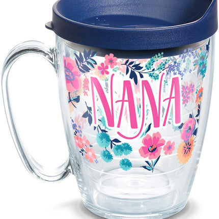 Tervis Fabriqué aux États-Unis Tasse isotherme à double paroi motif floral délicat pour la fête des mères, garde les boissons froides et chaudes, 473 ml, Nana