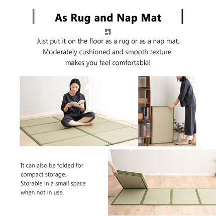 EMOOR Japanese Tatami Mat King Single Natural Rush Grass (Undyed), Foldable Igusa Mattress Floor Sleeping Japanese Futon Mattress Meditation Yoga Zen