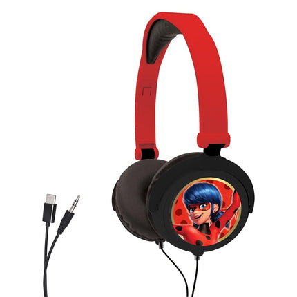 Lexibook, Miraculous Ladybug Tikki Stereo Headphones, Safe Volume, Foldable and Adjustable, Red, HP015MI
