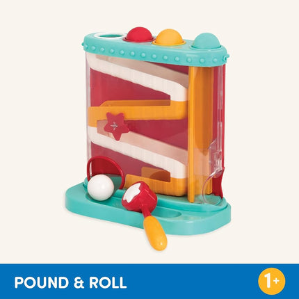 Battat Pound-a-Ball Toy, Pound & Roll Ball Maze, Light Blue, Toddler