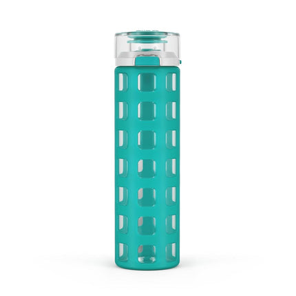 Bouteille d'eau en verre Ello Syndicate avec couvercle rabattable à une touche, menthe, 590 ml