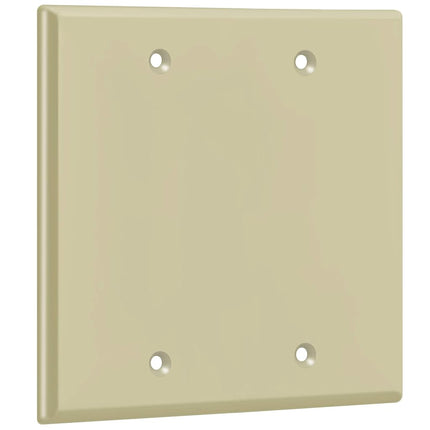 ENERLITES Double Blank Device Wall Plate, Gloss Finish, Standard Size 2-Gang 4.50" x 4.57", Polycarbonate Thermoplastic, 8802-I, Ivory