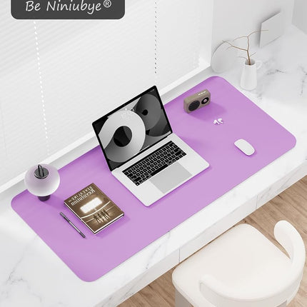 Niniubye Desk Pad, 35.5" x 17" PU Leather Non-Slip Desk Mat Large Mouse Pad for Desktop, Waterproof Laptop Desk Mat Writing Pad for Office, Home, Work, Gaming (Purple)