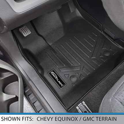 Tapis de sol et tapis de coffre SMARTLINER sur mesure noirs pour Chevy Equinox/GMC Terrain 2011-2017 avec deux points de fixation avant