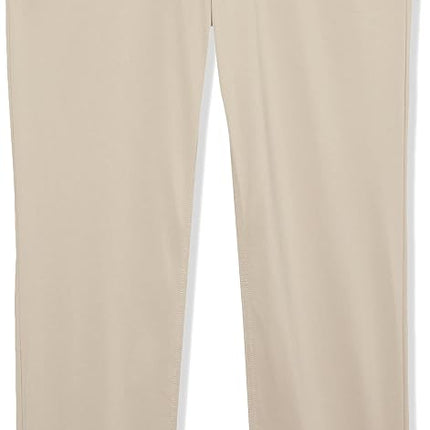 IZOD Boys' School Uniform Twill Pants, Flat Front & Comfortable Waistband with 5 Pockets, Khaki, 20 Husky