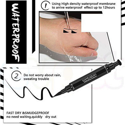 BONNIESTORE 2 Pack Dual-ended Winged Eyeliner Stamp, Waterproof Black Seal Pencil Long Lasting Wing Makeup Eye Liner Pen - 2 PACK