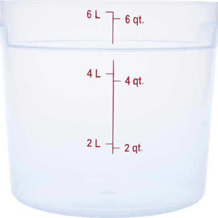 Carlisle FoodService Products StorPlus Round Food Storage Container for Serving and Storing Hot or Cold Food, 6 Qt, 1 Count, Translucent