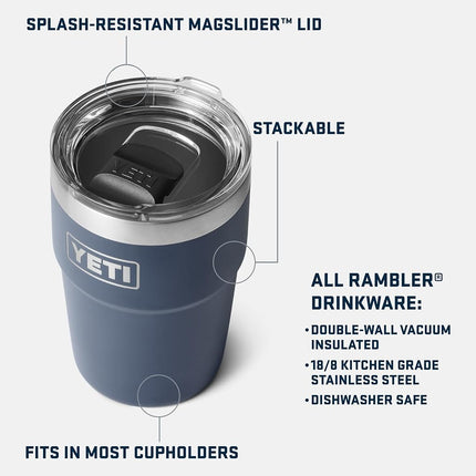 YETI Rambler 16 oz Stackable Tumbler, Vacuum Insulated, Stainless Steel with MagSlider Lid, Rescue Red