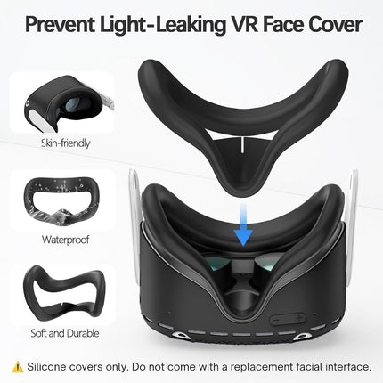 AMZDM Face Pad Cover for Oculus Quest 2 with Lens Covers Protectors Washable VR Silicone Covers for Meta Quest 2 VR Accessories