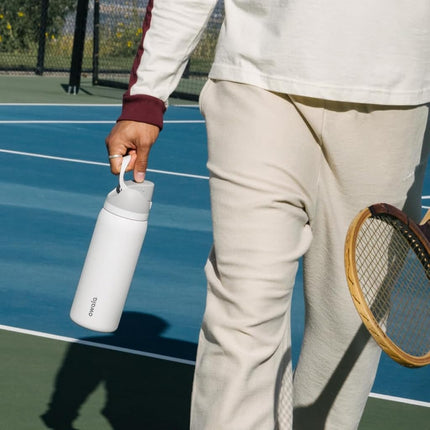 Owala FreeSip Stainless Steel Drinking Bottle with Push Button and Built-in Straw, 940 ml, Shy Marshmallow