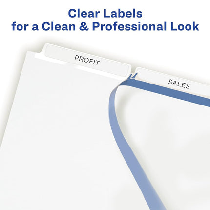 Avery 3-Tab Dividers for 3 Ring Binder, Easy Print & Apply Clear Label Strip, Index Maker Customizable White Tabs, 25 Sets (11445)