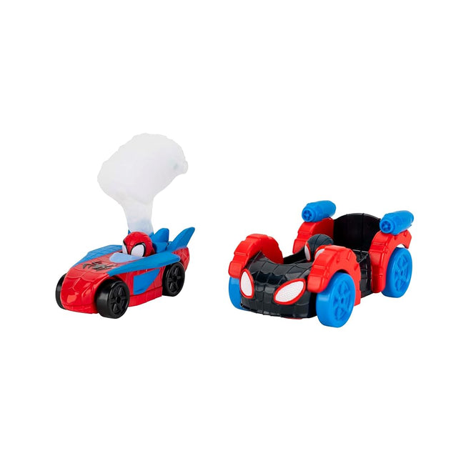 Jazwares Marvel Spidey and His Amazing Friends Construction Zone Chaos Track Set - 2-Foot High Dual Race Track with Zip Line, Play Zones, and Exclusive Vehicles