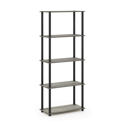 Furinno TURN-N-TUBE Storage Shelves, 5-Tier Book Shelf, Corner Shelf, Toolless Open Shelves, for Organization and Storage, Living Room, Garage, Home Office, French Oak