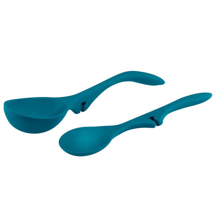 Rachael Ray 46834 Kitchen Tools and Gadgets Nonstick Utensils/Lazy Spoon and Ladle, Silicone, Marine Blue