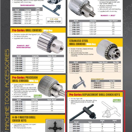 HHIP 3070-0047 Llave para mandril de taladro piloto de 6,5 mm (.26") para mandriles de taladro