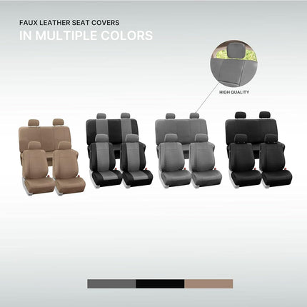 FH Group PU001BLACK114 Universal Fit Black Automotive Seat Covers fits most Cars, SUVs, and Trucks (Faux Leather, Full Set with 4 Headrest Covers)