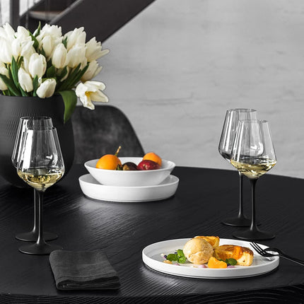 Villeroy & Boch - Manufacture Rock White Wine Glass Set 4 Pieces 380 ml Black, Dishwasher Safe, Black Wine Glasses, Crystal Glass