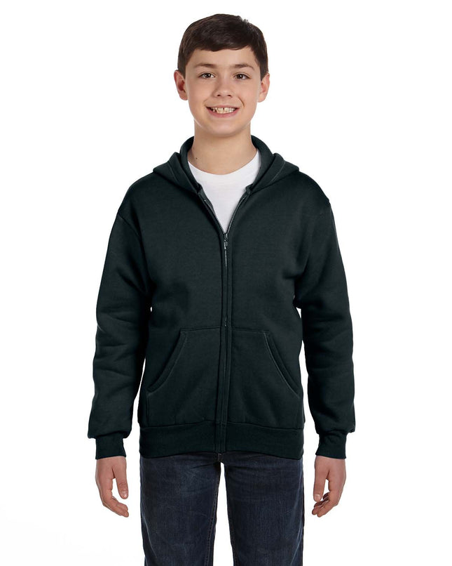 Hanes Boys' Eco Smart Zip Hoodie, Black, Large