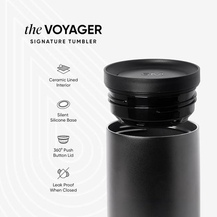 Simple Modern Travel Coffee Mug Tumbler with 360° Lid | Ceramic-Lined Insulated Stainless Steel Cold Brew Iced Coffee Cup Thermos | Gifts for Women Men Her Him | Voyager Signature | 12oz | Forest