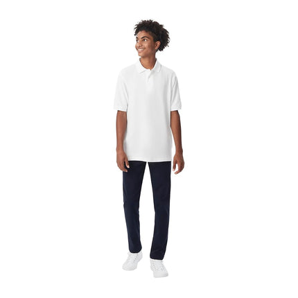 French Toast Husky Boys Short Sleeve Pique Polo, White, Large/14/16/ Husky