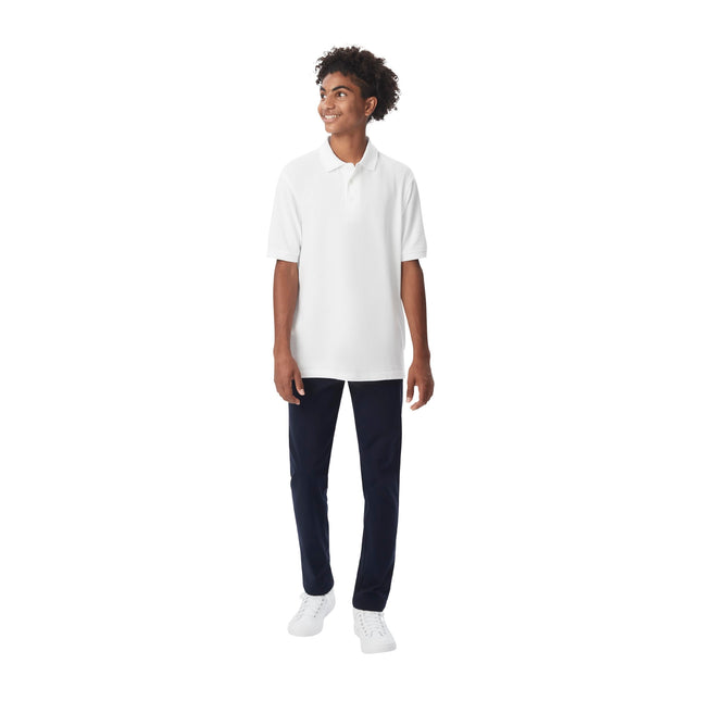 French Toast Husky Boys Short Sleeve Pique Polo, White, Large/14/16/ Husky