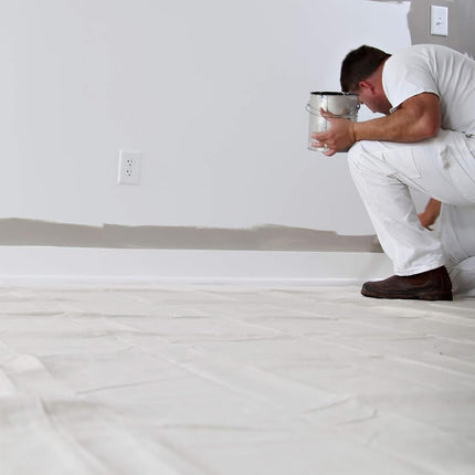 Trimaco 56703 Super Tuff Drop Cloth, 0.03 in T, W Ft L, Beige/Cream, Canvas, 12-feet x 15-feet