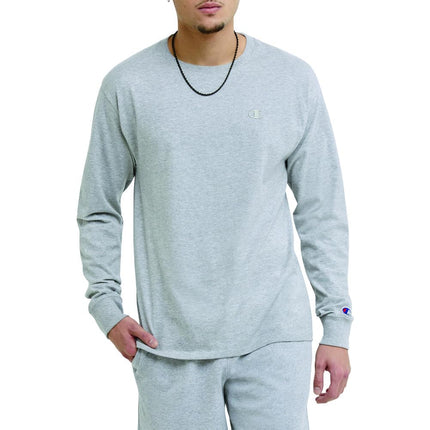 Champion Men's Tshirt, Classic Long Sleeve Tshirt Comfortable, Soft T-Shirt for Men Reg. Or Big & Tall, Oxford Gray, S