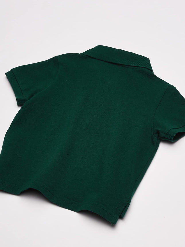 The Children's Place Baby Boys Fashion Color Short Sleeve Pique Polo, Spruce Shade Single, 6-9 Months