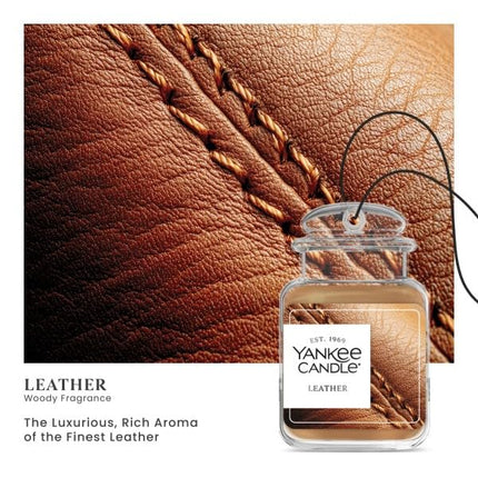 Ambientadores para coche Yankee Candle, ambientadores colgantes Car Jar Ultimate, neutraliza olores hasta 30 días, aroma a cuero, 27 g (paquete de 6)