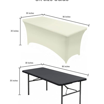 Utopia Kitchen Mantel de Spandex Paquete de 2 [2,44 m, Marfil] Cubierta de Mesa Rectangular Elástica Ajustada, Lavable y Resistente a las Arrugas para Eventos, Bodas, Banquetes y Fiestas [244x76x76 cm]