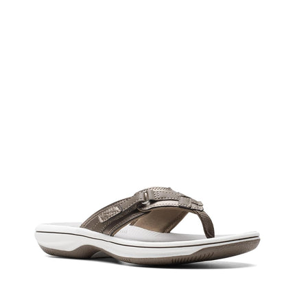 Clarks Women's Breeze Sea Flip Flop, New Pewter Synthetic, 9.5 UK M