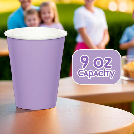 Vasos de Papel Lila Vibrante Amscan (Paquete de 20) - 266 ml. - Perfectos para Fiestas, Reuniones, Picnics y Uso Doméstico