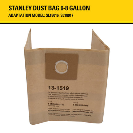 Stanley 13-1519 Bolsa de filtro desechable para aspiradoras en húmedo/seco SL18016 y SL18017, paquete de 3