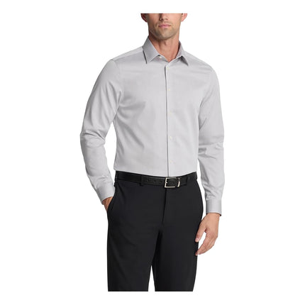 Calvin Klein Men's Dress Shirt Slim Fit Non Iron Herringbone, Smoke, 14.5" Neck 32"-33" Sleeve
