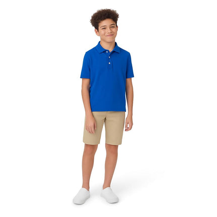 French Toast Boys' Short Sleeve Pique Polo Uniform Shirt (Standard & Husky), Royal, 10-12 Husky