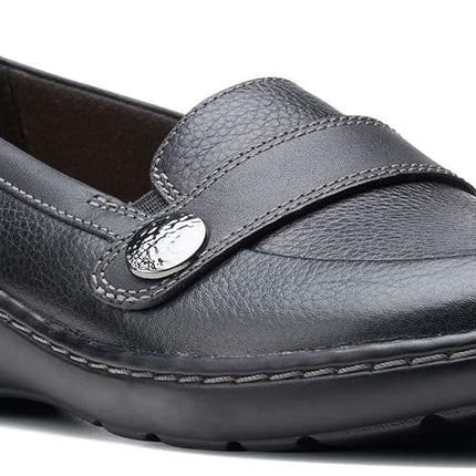 Clarks Women's Cora Daisy Loafer, Black Tumb, 8 XW US