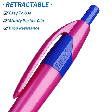 Sikao Ballpoint Pens Blue Pens 60 Pcs Grip Slim Push Pens Multipack Blue Ink Medium Tip 1.0mm Smooth Writing Ballpoint Pen School Office Box of Pens