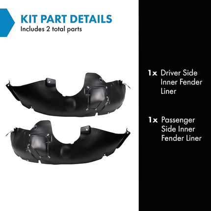 TRQ Inner Fender Liner Set Compatible with 2001-2005 Chrysler PT Cruiser CH1248119 CH1249119