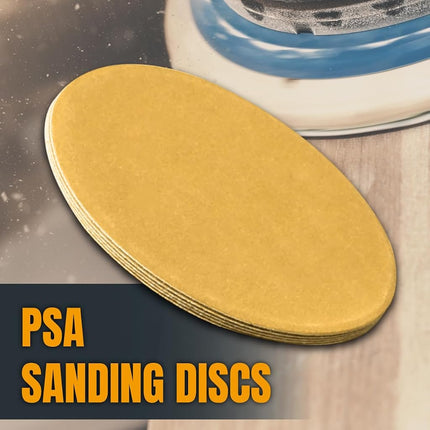 POWERTEC 4DR1500 Gold Disques de ponçage PSA 6 pouces Papier de verre abrasif 10 pièces de chaque grain : 80/220/320/400, 40 pièces