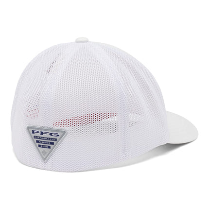 Columbia Unisex PFG Mesh Ball Cap, White, Vivid Blue, USA Flag, Large/X-Large
