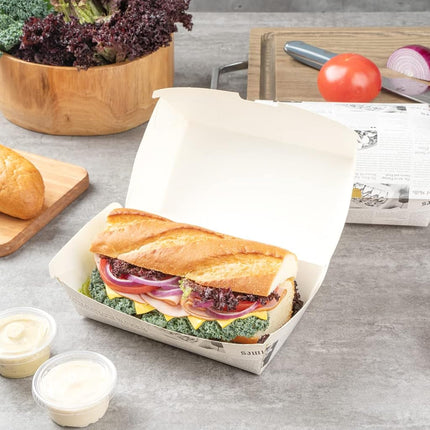 Restaurantware Paper Hot Dog Sandwich Clamshell Container, 100 Ct