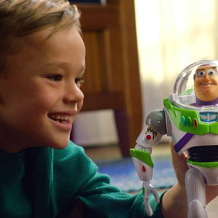 Mattel Disney and Pixar Toy Story Talking Buzz Lightyear Action Figure with Motion, Action Chop 10-inch Collectible with 30+ Sounds & Phrases, HFY34