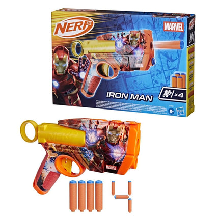 Nerf Marvel Iron Man Dart Blaster | 4 Nerf N1 Foam Darts | Iron Man-Inspired Blaster Skin Designs | Kids Gifts |Outdoor Toys & Games for Ages 8+ (Amazon Exclusive)