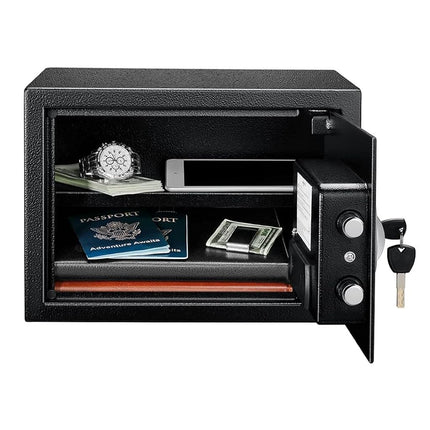 Amazon Basics Steel Security Safe with Digital Keypad - Secure Money, Cash, Jewelry, ID Documents, 14 Litres, 35cm W x 25cm D x 25cm H, Black
