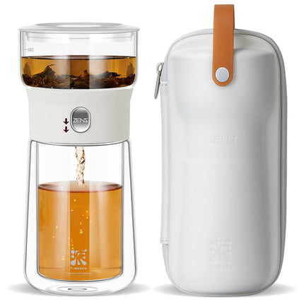 ZENS Modern Glass Infuser Pot, One Touch Tea Maker