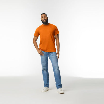 Gildan Adult Ultra Cotton T-Shirt with Pocket, Style G2300, 2-Pack, Safety Orange, S