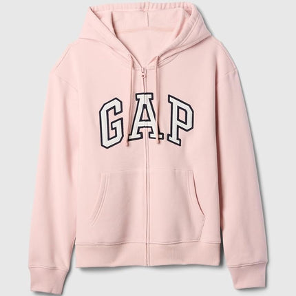 GAP Women's Logo Hoodie Hooded Full Zip Sweatshirt, Misty Rose 2, Medium