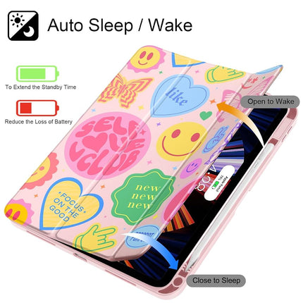 May Chen for iPad (A16) 11th Generation Case 11 Inch 2025, iPad 10th Gen Case 2022 10.9 inch, Built-in Pencil Holder with Shockproof Cover Clear Transparent Back Shell Auto Wake/Sleep, Smile Art