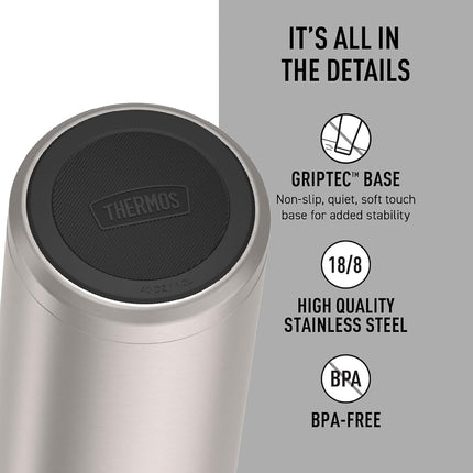 Matte Stainless -40 oz Stainless Water Bottle w/Screw Top