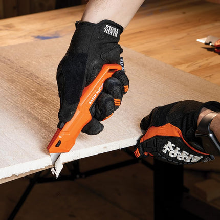 Klein Tools 44301 Retractable Utility Knife with Blade Storage and 5 Extra Blades, Bright Orange, Lightweight Ergonomic Design